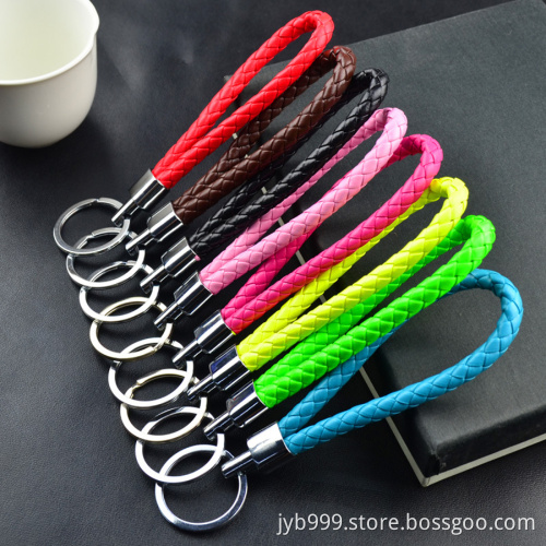 various fashion colors hand made keyring leather strap braided key chain